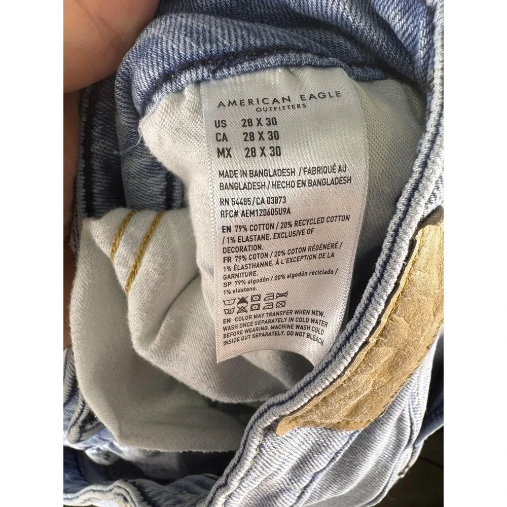 American Eagle Outfitters Jeans Mens 28x30 Light Wash Athletic Straight Easyflex - Picture 10 of 11
